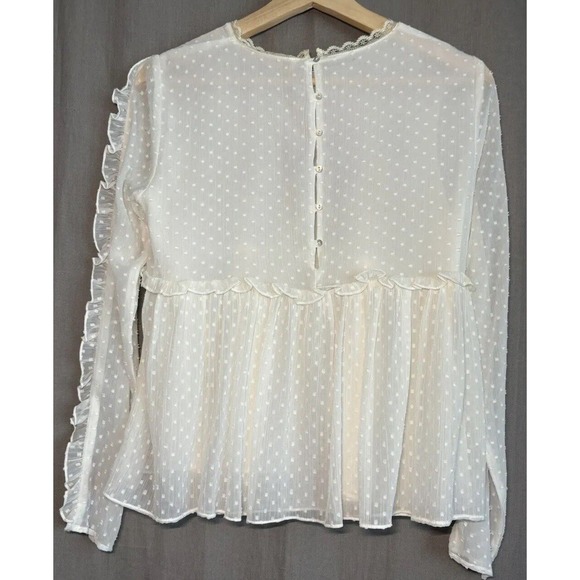 ZARA Trafaluc Collection Boho Top Embroidered Floral Peplum Ruffled Size Small - Picture 5 of 15